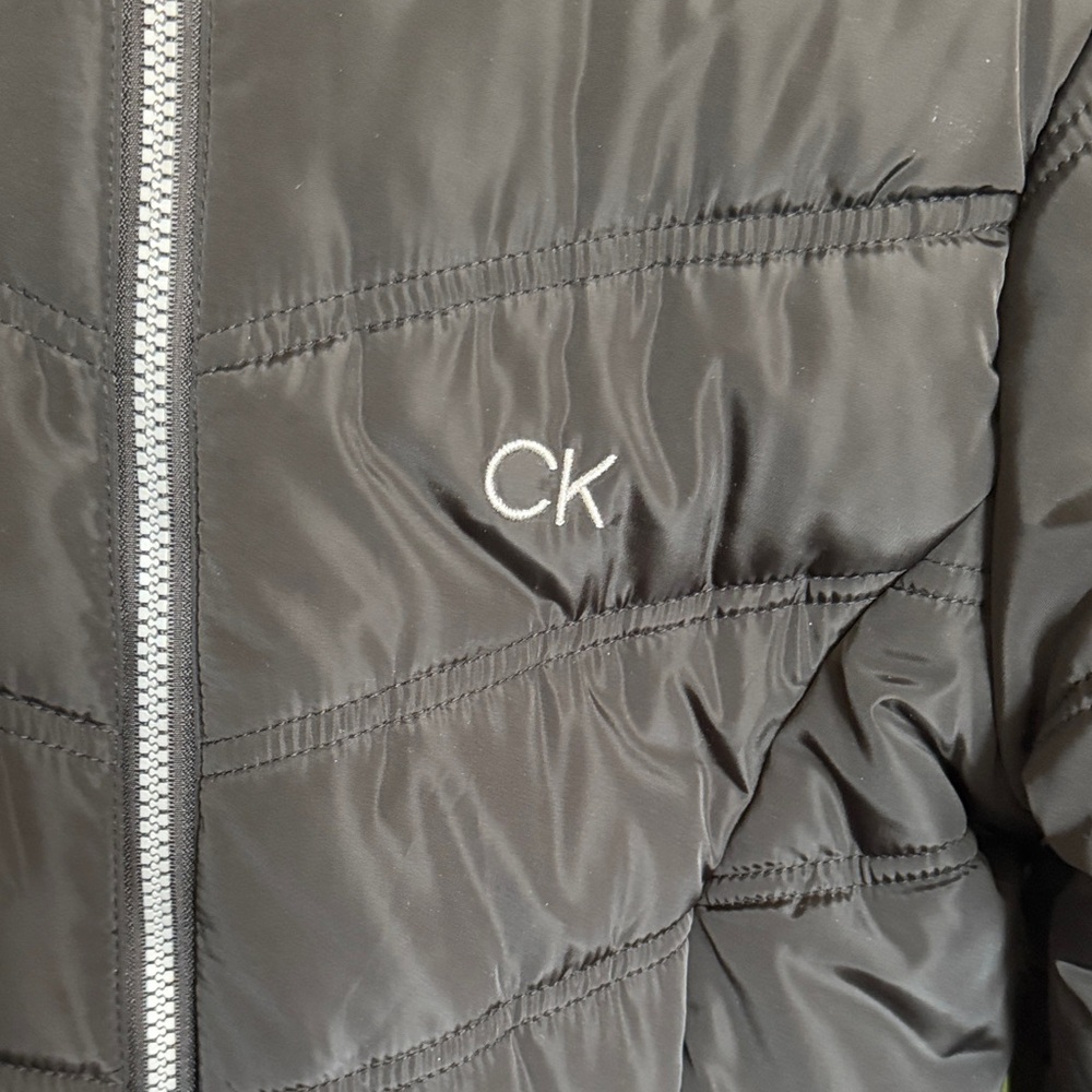 Calvin Klein Kids Black Puffer Coat with Fur Hood - Picture 9 of 16